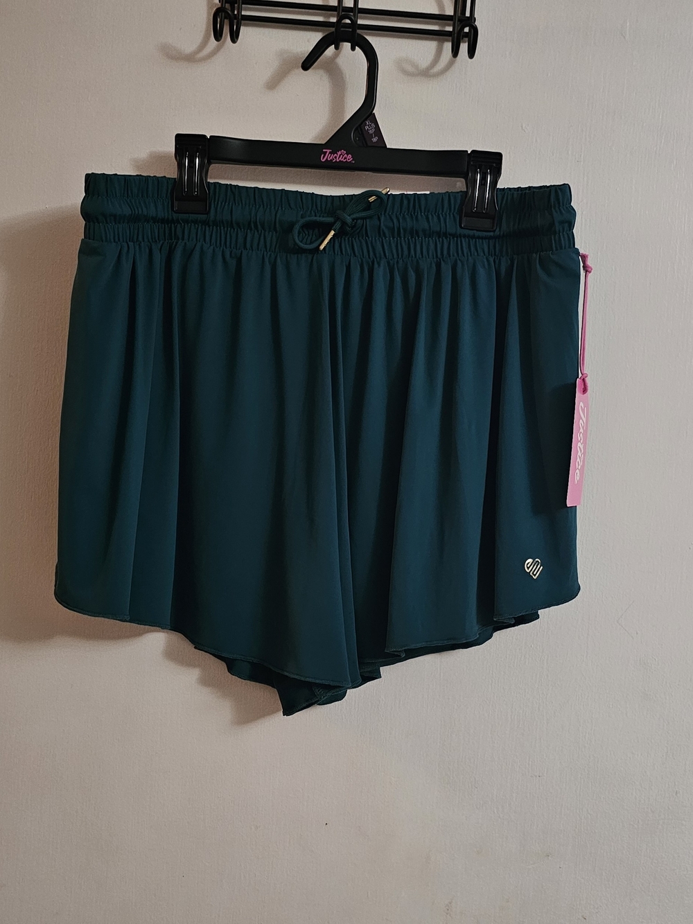 Justice Teal Athletic Flutter Shorts with Drawstring